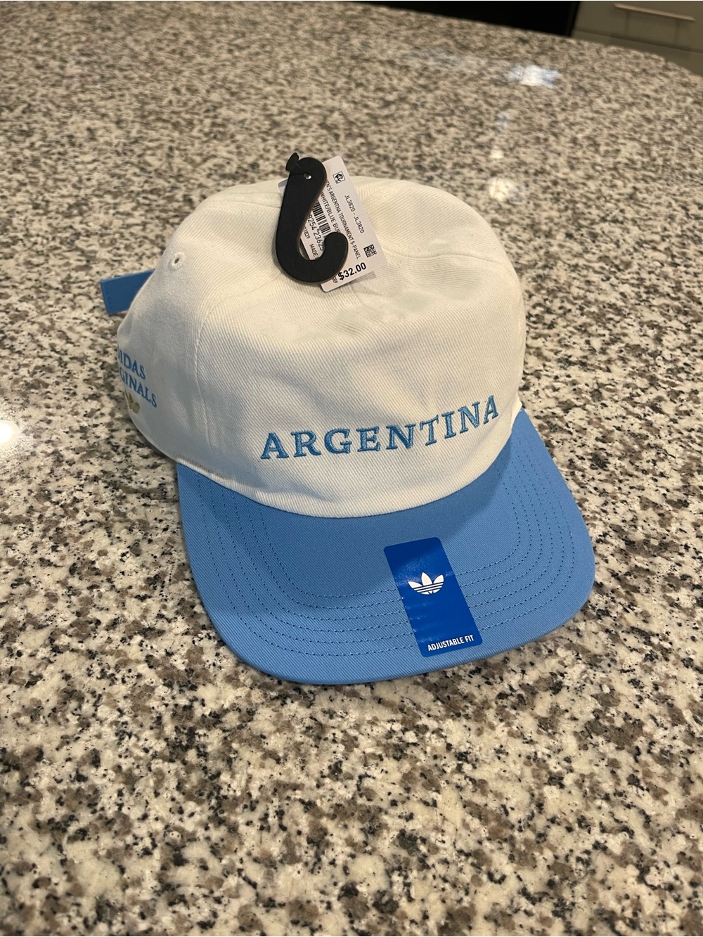 adidas Argentina Soccer Hat White/Blue One Size Adjustable Fit (WORLD CUP GEAR)